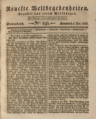 Neueste Weltbegebenheiten (Kemptner Zeitung) Samstag 6. Dezember 1828