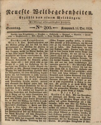 Neueste Weltbegebenheiten (Kemptner Zeitung) Sonntag 14. Dezember 1828