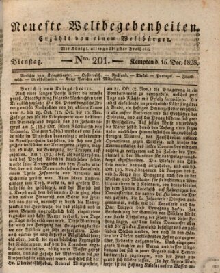 Neueste Weltbegebenheiten (Kemptner Zeitung) Dienstag 16. Dezember 1828