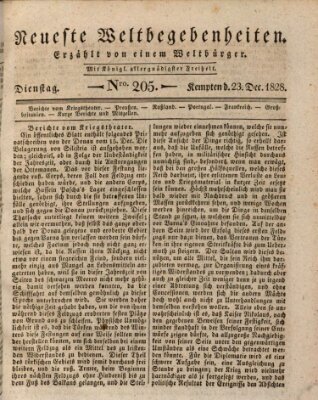 Neueste Weltbegebenheiten (Kemptner Zeitung) Dienstag 23. Dezember 1828