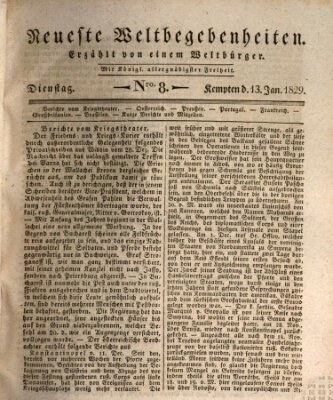 Neueste Weltbegebenheiten (Kemptner Zeitung) Dienstag 13. Januar 1829