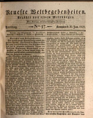 Neueste Weltbegebenheiten (Kemptner Zeitung) Freitag 30. Januar 1829