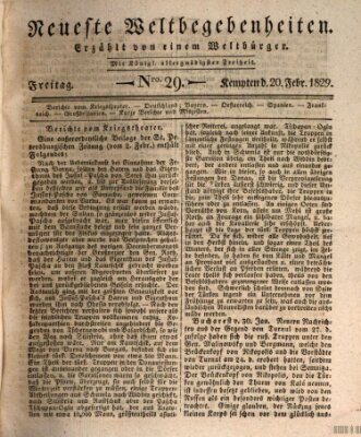 Neueste Weltbegebenheiten (Kemptner Zeitung) Freitag 20. Februar 1829