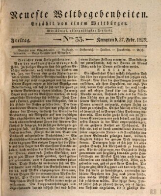 Neueste Weltbegebenheiten (Kemptner Zeitung) Freitag 27. Februar 1829