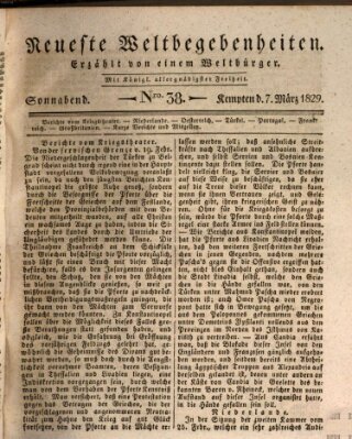 Neueste Weltbegebenheiten (Kemptner Zeitung) Samstag 7. März 1829