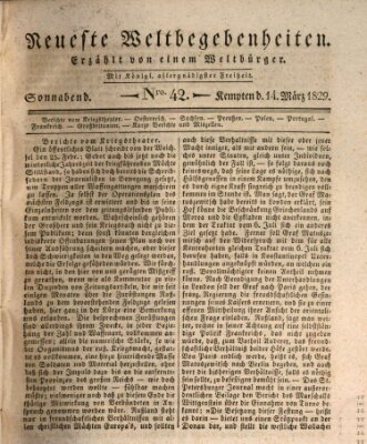 Neueste Weltbegebenheiten (Kemptner Zeitung) Samstag 14. März 1829