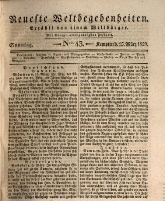 Neueste Weltbegebenheiten (Kemptner Zeitung) Sonntag 15. März 1829