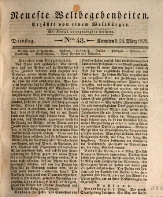 Neueste Weltbegebenheiten (Kemptner Zeitung) Dienstag 24. März 1829