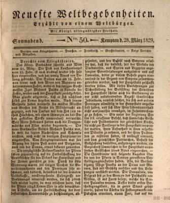 Neueste Weltbegebenheiten (Kemptner Zeitung) Samstag 28. März 1829