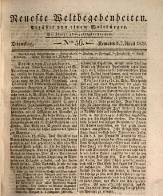 Neueste Weltbegebenheiten (Kemptner Zeitung) Dienstag 7. April 1829