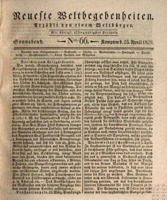 Neueste Weltbegebenheiten (Kemptner Zeitung) Samstag 25. April 1829