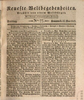 Neueste Weltbegebenheiten (Kemptner Zeitung) Freitag 15. Mai 1829