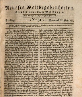 Neueste Weltbegebenheiten (Kemptner Zeitung) Freitag 22. Mai 1829