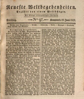 Neueste Weltbegebenheiten (Kemptner Zeitung) Freitag 19. Juni 1829