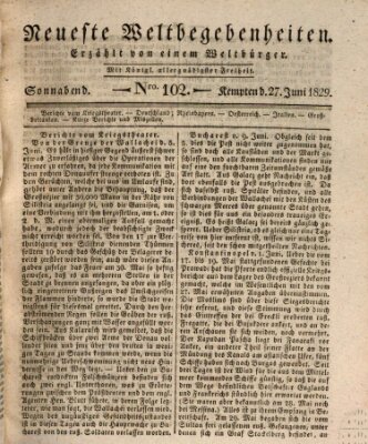 Neueste Weltbegebenheiten (Kemptner Zeitung) Samstag 27. Juni 1829