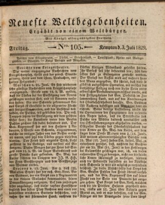 Neueste Weltbegebenheiten (Kemptner Zeitung) Freitag 3. Juli 1829