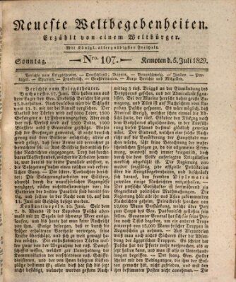 Neueste Weltbegebenheiten (Kemptner Zeitung) Sonntag 5. Juli 1829