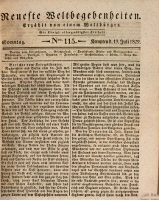 Neueste Weltbegebenheiten (Kemptner Zeitung) Sonntag 19. Juli 1829