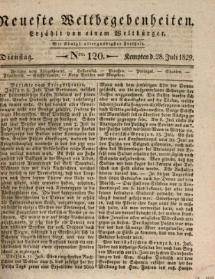 Neueste Weltbegebenheiten (Kemptner Zeitung) Dienstag 28. Juli 1829