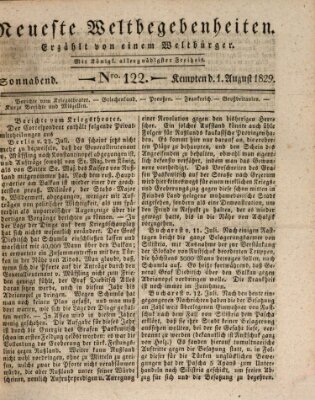 Neueste Weltbegebenheiten (Kemptner Zeitung) Samstag 1. August 1829