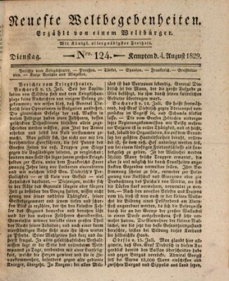 Neueste Weltbegebenheiten (Kemptner Zeitung) Dienstag 4. August 1829