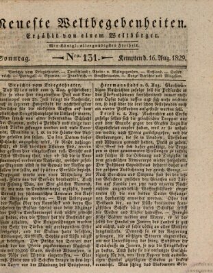 Neueste Weltbegebenheiten (Kemptner Zeitung) Sonntag 16. August 1829