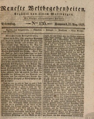 Neueste Weltbegebenheiten (Kemptner Zeitung) Dienstag 25. August 1829