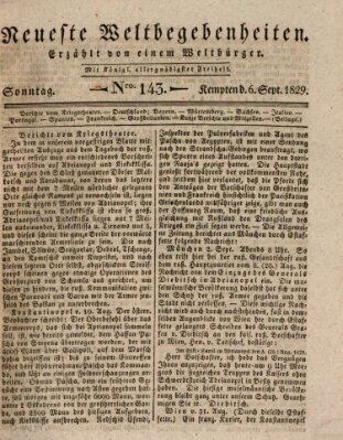 Neueste Weltbegebenheiten (Kemptner Zeitung) Sonntag 6. September 1829