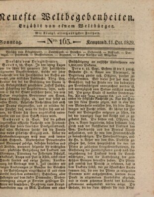 Neueste Weltbegebenheiten (Kemptner Zeitung) Sonntag 11. Oktober 1829