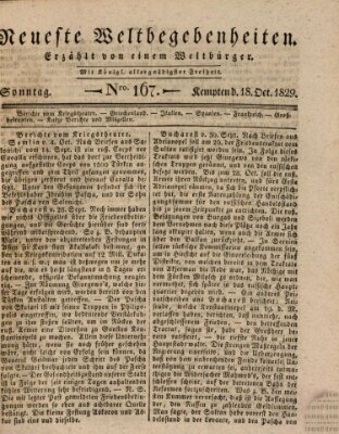 Neueste Weltbegebenheiten (Kemptner Zeitung) Sonntag 18. Oktober 1829