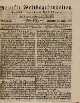 Neueste Weltbegebenheiten (Kemptner Zeitung) Montag 9. November 1829