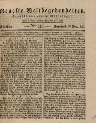 Neueste Weltbegebenheiten (Kemptner Zeitung) Freitag 20. November 1829