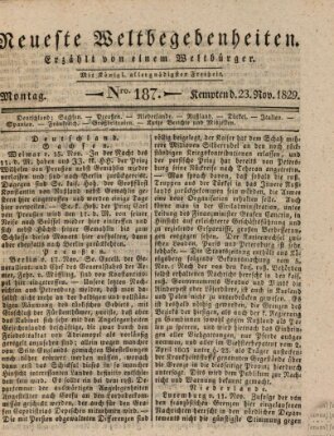 Neueste Weltbegebenheiten (Kemptner Zeitung) Montag 23. November 1829