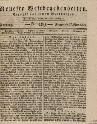 Neueste Weltbegebenheiten (Kemptner Zeitung) Freitag 27. November 1829