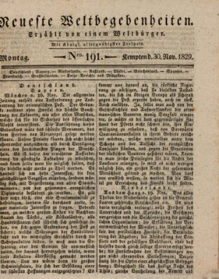 Neueste Weltbegebenheiten (Kemptner Zeitung) Montag 30. November 1829