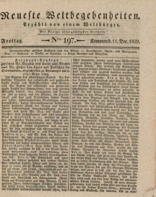 Neueste Weltbegebenheiten (Kemptner Zeitung) Freitag 11. Dezember 1829