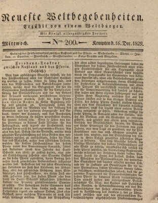 Neueste Weltbegebenheiten (Kemptner Zeitung) Mittwoch 16. Dezember 1829