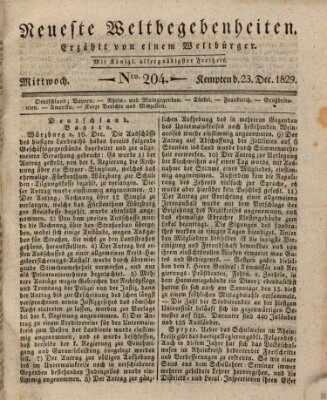 Neueste Weltbegebenheiten (Kemptner Zeitung) Mittwoch 23. Dezember 1829