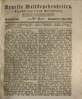 Neueste Weltbegebenheiten (Kemptner Zeitung) Samstag 9. Januar 1830