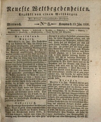 Neueste Weltbegebenheiten (Kemptner Zeitung) Mittwoch 13. Januar 1830