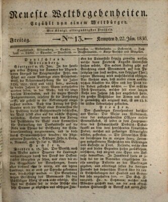 Neueste Weltbegebenheiten (Kemptner Zeitung) Freitag 22. Januar 1830