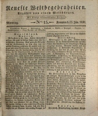 Neueste Weltbegebenheiten (Kemptner Zeitung) Montag 25. Januar 1830