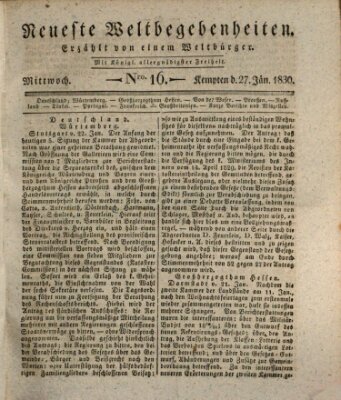 Neueste Weltbegebenheiten (Kemptner Zeitung) Mittwoch 27. Januar 1830