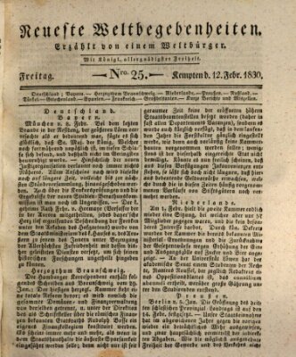 Neueste Weltbegebenheiten (Kemptner Zeitung) Freitag 12. Februar 1830