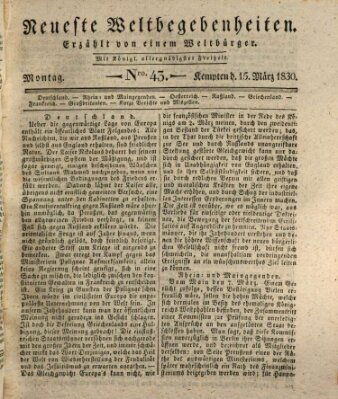 Neueste Weltbegebenheiten (Kemptner Zeitung) Montag 15. März 1830