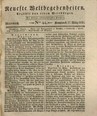 Neueste Weltbegebenheiten (Kemptner Zeitung) Mittwoch 17. März 1830