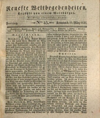 Neueste Weltbegebenheiten (Kemptner Zeitung) Freitag 19. März 1830