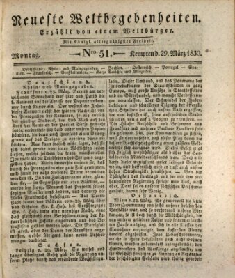 Neueste Weltbegebenheiten (Kemptner Zeitung) Montag 29. März 1830