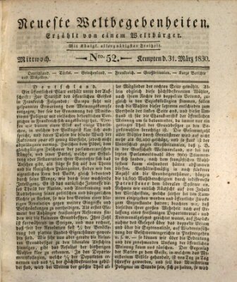 Neueste Weltbegebenheiten (Kemptner Zeitung) Mittwoch 31. März 1830