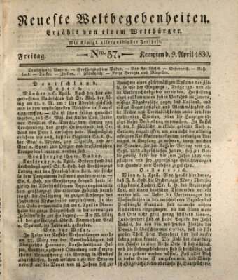 Neueste Weltbegebenheiten (Kemptner Zeitung) Freitag 9. April 1830